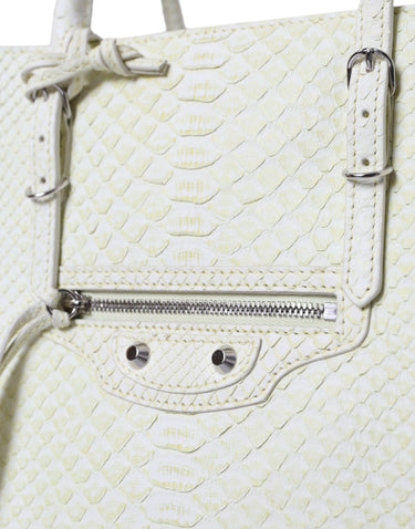 White Yellow Exotic Skin Leather Shopping Tote PAPIER Bag