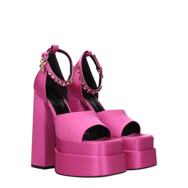 Pink Satin Platform Sandals 