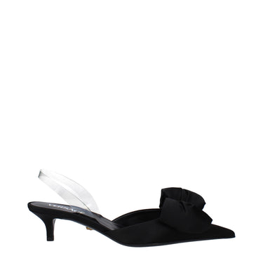 Black Satin Flat Sandals