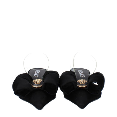 Black Satin Flat Sandals