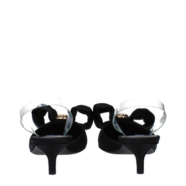 Black Satin Flat Sandals