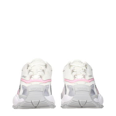 White Fabric Chunky Sneakers 
