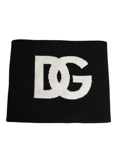 Black D&G Logo Cashmere Knitted Men One Size Scarf