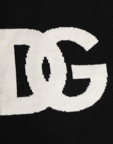 Black D&G Logo Cashmere Knitted Men One Size Scarf